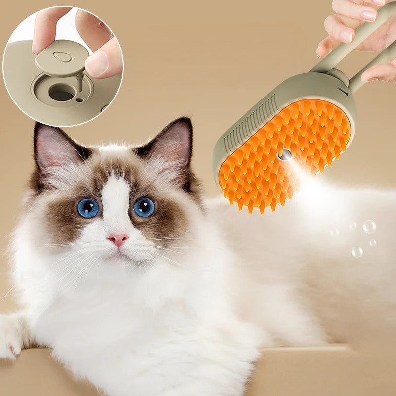 3 In 1 Steamy Cat/Dog Brush for Massage, Self Cleaning Steam Dog Brush, Multifunctional Cat Brushes for Grooming, Pet Hair Brush for Removing Tangled and Loose Hair