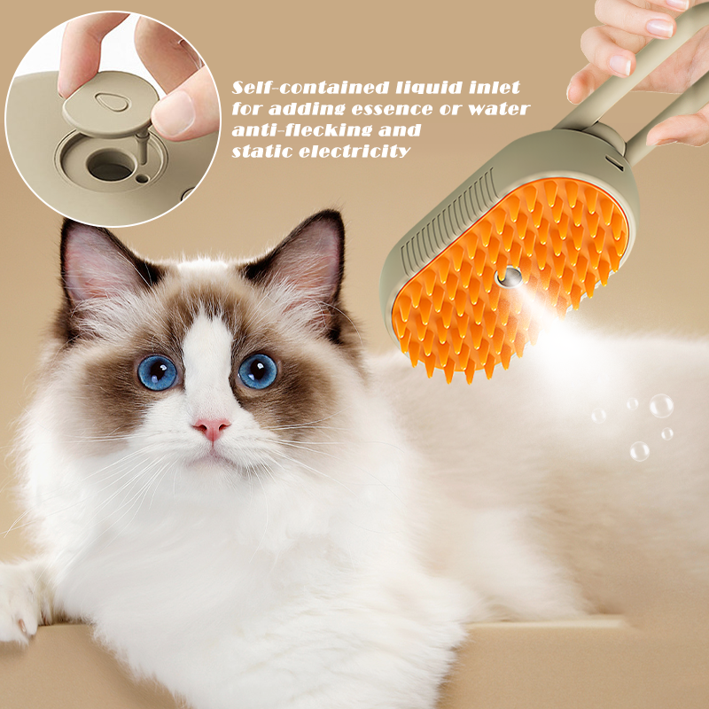 3 In 1 Steamy Cat/Dog Brush for Massage, Self Cleaning Steam Dog Brush, Multifunctional Cat Brushes for Grooming, Pet Hair Brush for Removing Tangled and Loose Hair