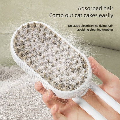 3 In 1 Steamy Cat/Dog Brush for Massage, Self Cleaning Steam Dog Brush, Multifunctional Cat Brushes for Grooming, Pet Hair Brush for Removing Tangled and Loose Hair